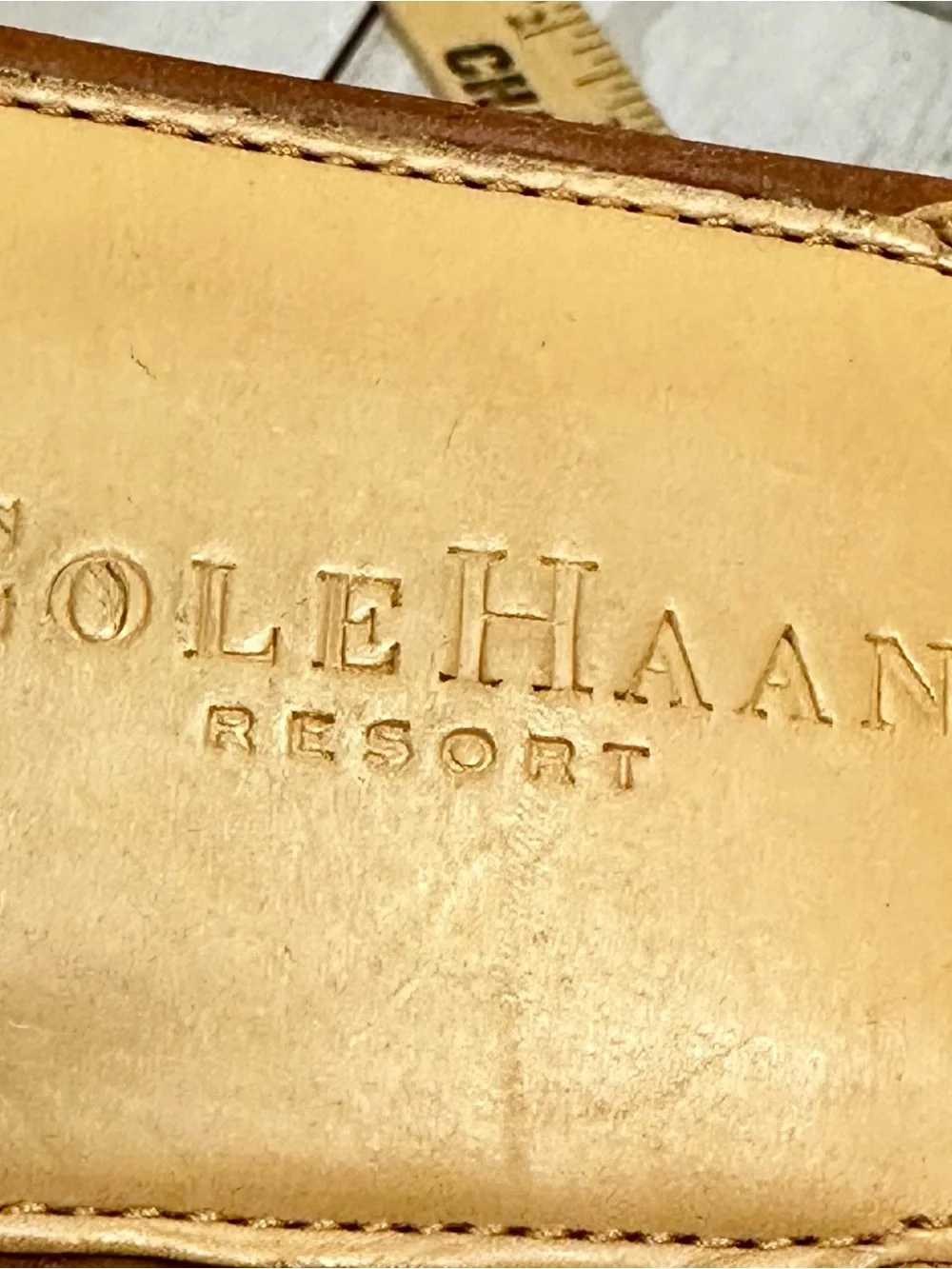 Cole Haan Resort Tan Brown Floral Rosettes Leather Slide Sandals Romantic Whimsy